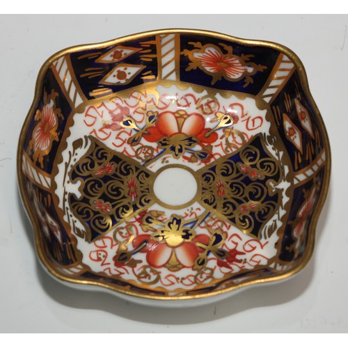 603 - A pair of Royal Crown Derby 2451 Imari pillow-shaped trinket dishes, 13cm wide, printed marks; other... 