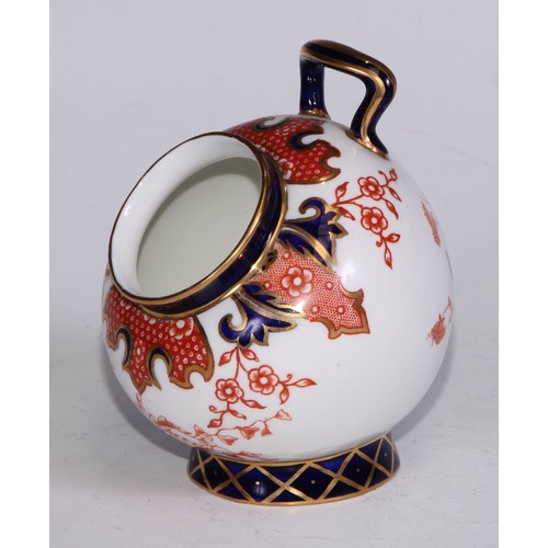 622 - A Royal Crown Derby 6299 pattern miniature toy fish kettle, 7cm wide, printed marks; other miniature... 