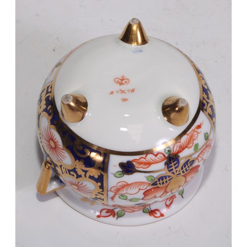 622 - A Royal Crown Derby 6299 pattern miniature toy fish kettle, 7cm wide, printed marks; other miniature... 