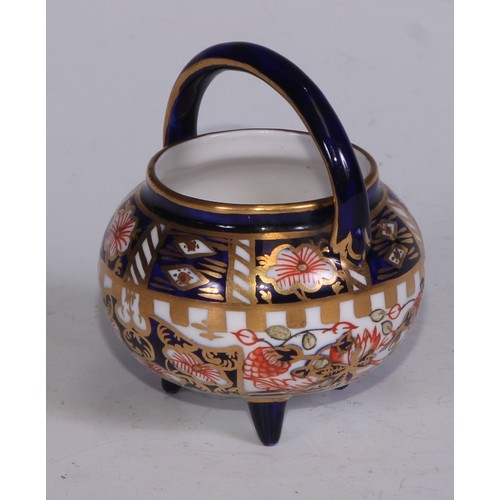 622 - A Royal Crown Derby 6299 pattern miniature toy fish kettle, 7cm wide, printed marks; other miniature... 