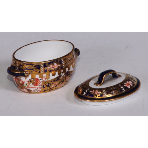 622 - A Royal Crown Derby 6299 pattern miniature toy fish kettle, 7cm wide, printed marks; other miniature... 