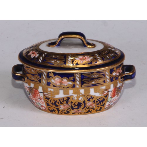 622 - A Royal Crown Derby 6299 pattern miniature toy fish kettle, 7cm wide, printed marks; other miniature... 