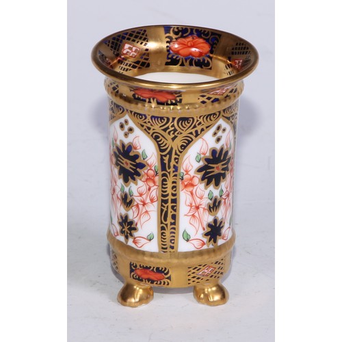 609 - A Royal Crown Derby 1128 Imari miniature ovoid vase, 8cm high, printed mark; an atomizer; etc. (5)