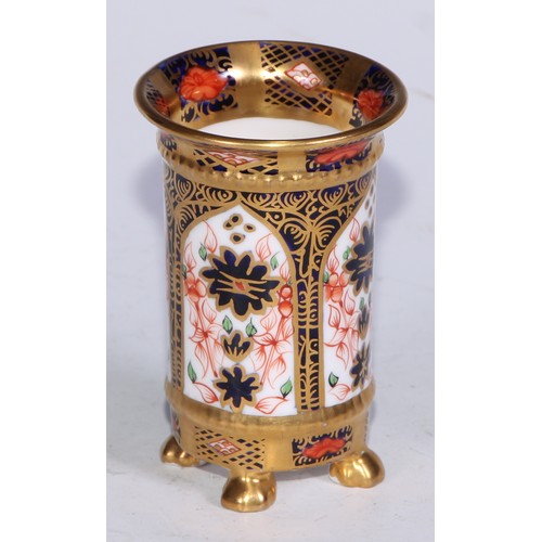 609 - A Royal Crown Derby 1128 Imari miniature ovoid vase, 8cm high, printed mark; an atomizer; etc. (5)