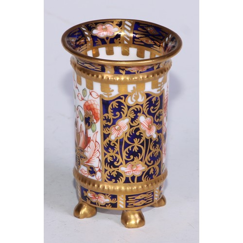 609 - A Royal Crown Derby 1128 Imari miniature ovoid vase, 8cm high, printed mark; an atomizer; etc. (5)