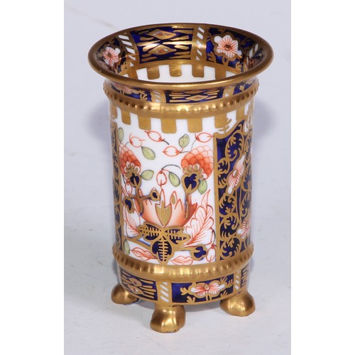 609 - A Royal Crown Derby 1128 Imari miniature ovoid vase, 8cm high, printed mark; an atomizer; etc. (5)