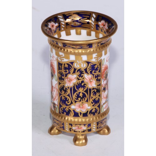 609 - A Royal Crown Derby 1128 Imari miniature ovoid vase, 8cm high, printed mark; an atomizer; etc. (5)