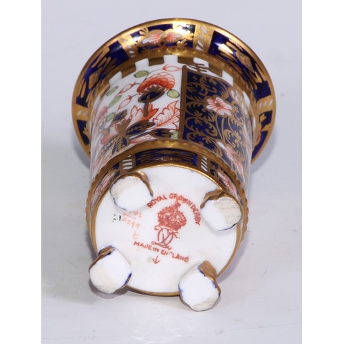 609 - A Royal Crown Derby 1128 Imari miniature ovoid vase, 8cm high, printed mark; an atomizer; etc. (5)