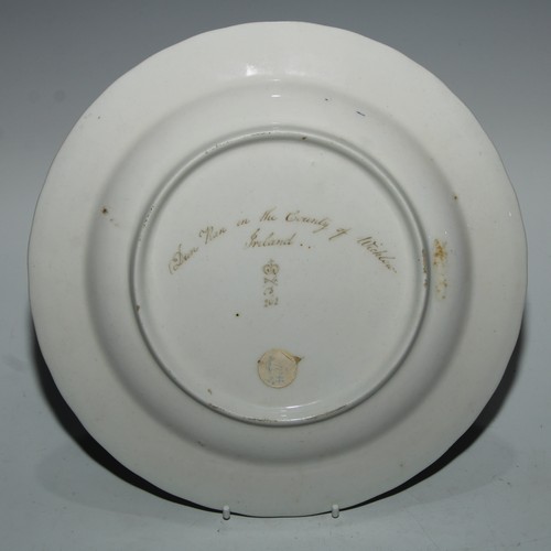 796 - A Sampson Hancock Derby named view plate, Dun Ran in the County of Wicklow, Ireland, 25cm diameter