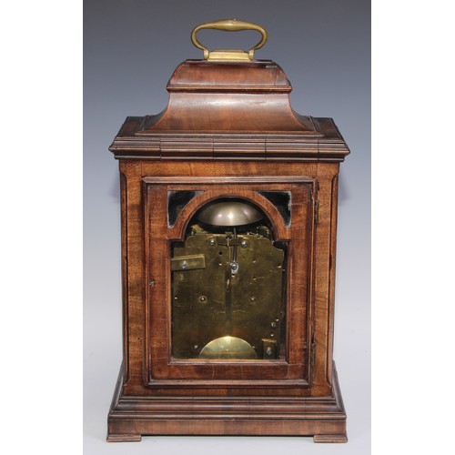 532 - A George III mahogany bracket clock, 17cm arched brass dial with silver chapter ring, inscribed Jame... 