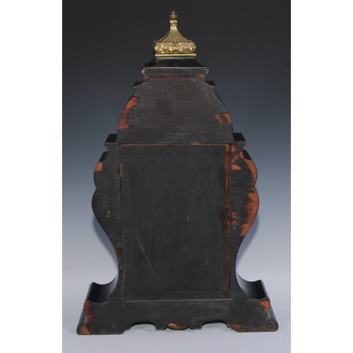 535 - A large 19th century French gilt metal mounted Boulle and ebonised cartouche shaped mantel clock, 12... 