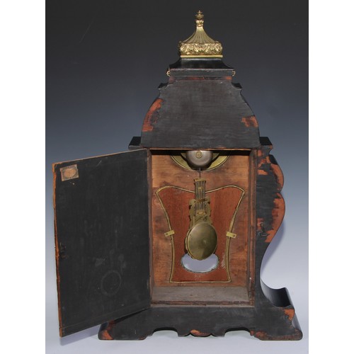 535 - A large 19th century French gilt metal mounted Boulle and ebonised cartouche shaped mantel clock, 12... 