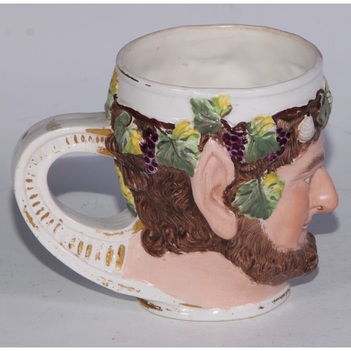 687 - A Derby Neptune mug, painted in polychrome and outlined in gilt, 9.5cm high, red mark, 9.5cm high, c... 