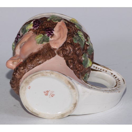 687 - A Derby Neptune mug, painted in polychrome and outlined in gilt, 9.5cm high, red mark, 9.5cm high, c... 