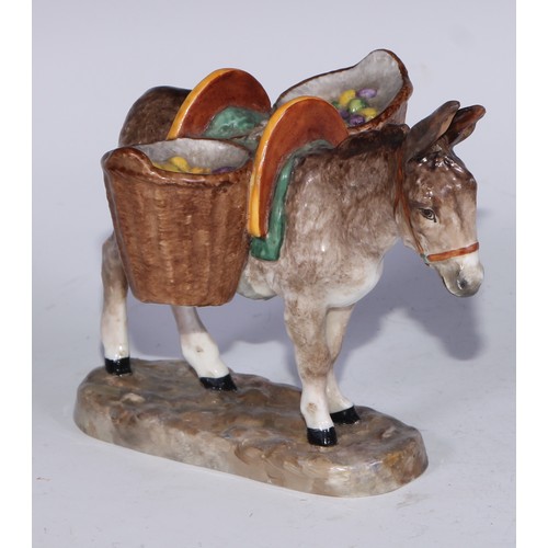 608 - A rare Royal Crown Derby model, Festino lente, modelled by Miss M.R. Locke, the donkey walks laden w... 