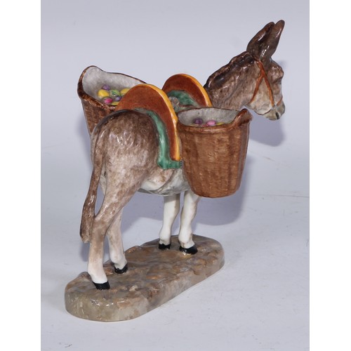 608 - A rare Royal Crown Derby model, Festino lente, modelled by Miss M.R. Locke, the donkey walks laden w... 