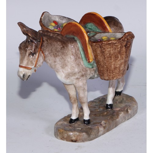 608 - A rare Royal Crown Derby model, Festino lente, modelled by Miss M.R. Locke, the donkey walks laden w... 