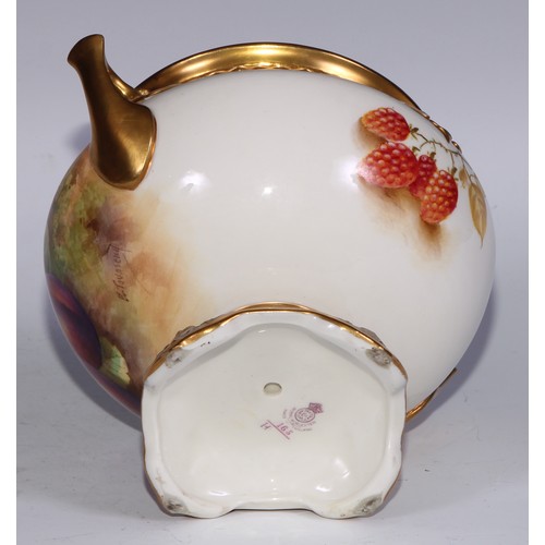 810 - ***LOT WITHDRAWN***A Royal Worcester compressed ovoid pedestal potpourri vase, painted by E Townsend... 