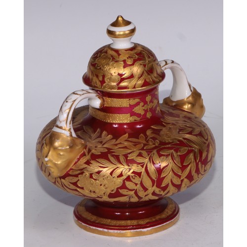 590 - ***LOT WITHDRAWN***A Derby Crown porcelain compressed globular vase and cover, decorated in gilt wit... 