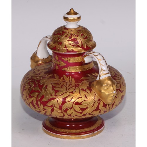 590 - ***LOT WITHDRAWN***A Derby Crown porcelain compressed globular vase and cover, decorated in gilt wit... 