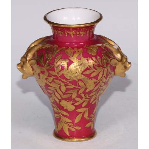 590 - ***LOT WITHDRAWN***A Derby Crown porcelain compressed globular vase and cover, decorated in gilt wit... 