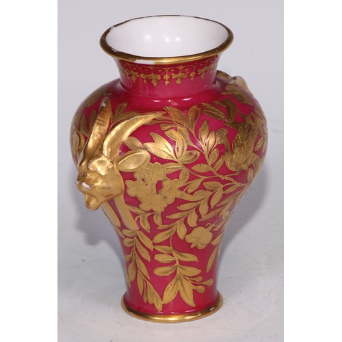 590 - ***LOT WITHDRAWN***A Derby Crown porcelain compressed globular vase and cover, decorated in gilt wit... 