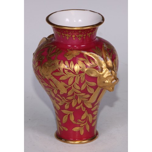 590 - ***LOT WITHDRAWN***A Derby Crown porcelain compressed globular vase and cover, decorated in gilt wit... 