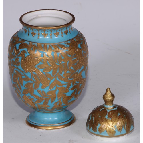 590 - ***LOT WITHDRAWN***A Derby Crown porcelain compressed globular vase and cover, decorated in gilt wit... 