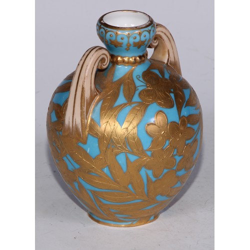 590 - ***LOT WITHDRAWN***A Derby Crown porcelain compressed globular vase and cover, decorated in gilt wit... 