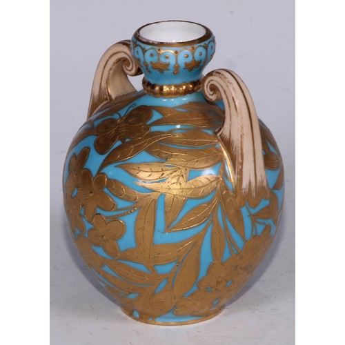 590 - ***LOT WITHDRAWN***A Derby Crown porcelain compressed globular vase and cover, decorated in gilt wit... 