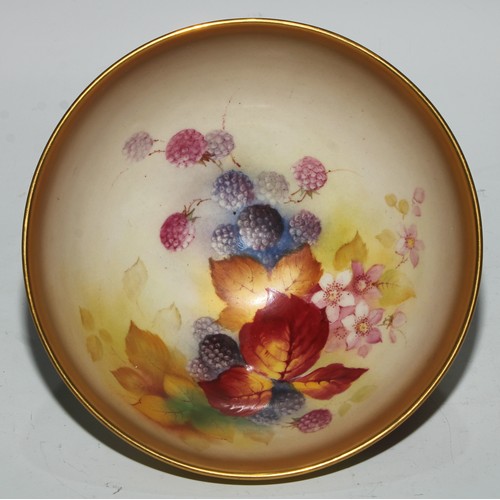 805 - A  Royal Worcester bowl, painted by Kitty Blake, signed, with blackberries, leaves and blossom, 18cm... 