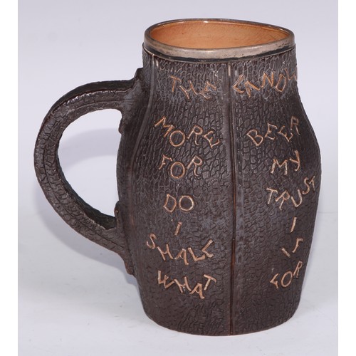 731 - A Doulton Slater's Patent salt glazed stoneware beer jug, as a leatherjack, decorated with The Landl... 