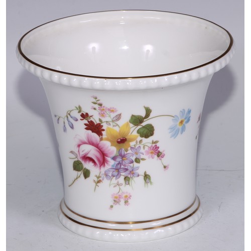 651 - A Royal Crown Derby Posies pattern flared vase, 14cm diam, printed mar; dressing table boxes; milk j... 