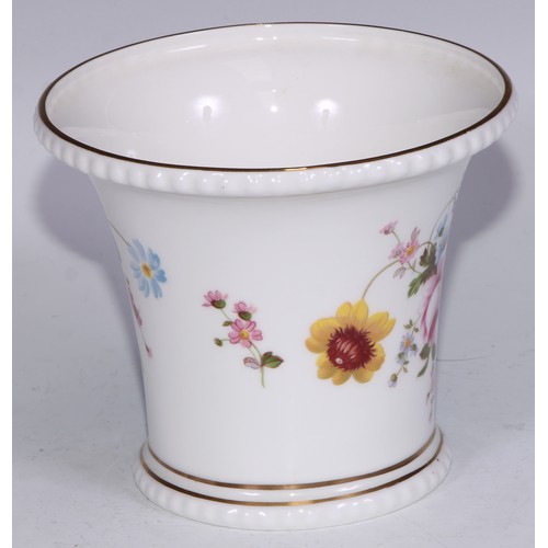 651 - A Royal Crown Derby Posies pattern flared vase, 14cm diam, printed mar; dressing table boxes; milk j... 