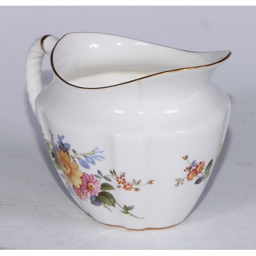 651 - A Royal Crown Derby Posies pattern flared vase, 14cm diam, printed mar; dressing table boxes; milk j... 