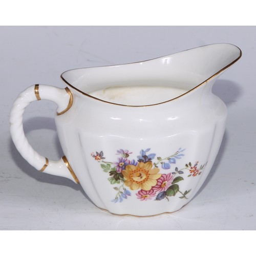 651 - A Royal Crown Derby Posies pattern flared vase, 14cm diam, printed mar; dressing table boxes; milk j... 