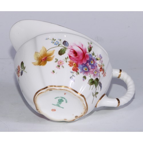 651 - A Royal Crown Derby Posies pattern flared vase, 14cm diam, printed mar; dressing table boxes; milk j... 