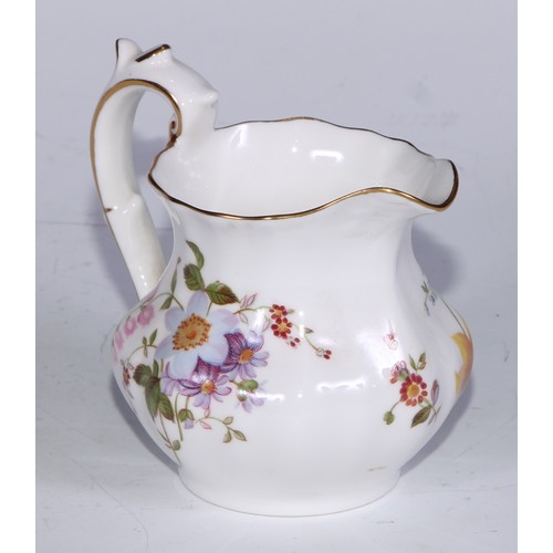 651 - A Royal Crown Derby Posies pattern flared vase, 14cm diam, printed mar; dressing table boxes; milk j... 