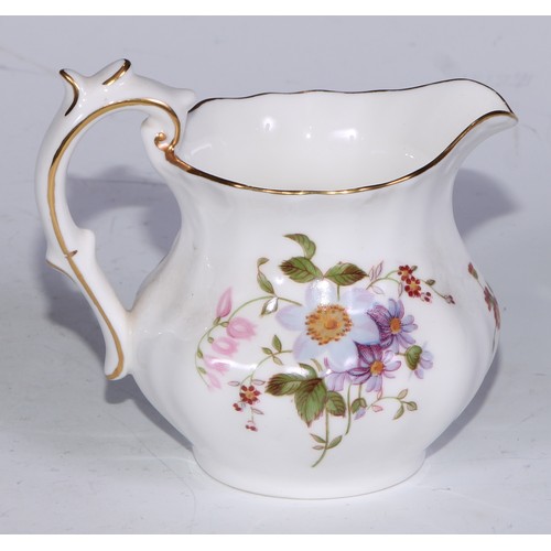 651 - A Royal Crown Derby Posies pattern flared vase, 14cm diam, printed mar; dressing table boxes; milk j... 