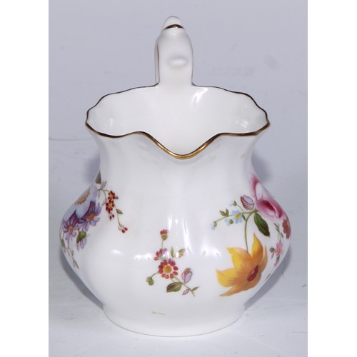 651 - A Royal Crown Derby Posies pattern flared vase, 14cm diam, printed mar; dressing table boxes; milk j... 