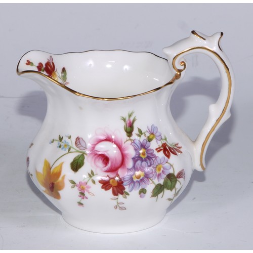 651 - A Royal Crown Derby Posies pattern flared vase, 14cm diam, printed mar; dressing table boxes; milk j... 