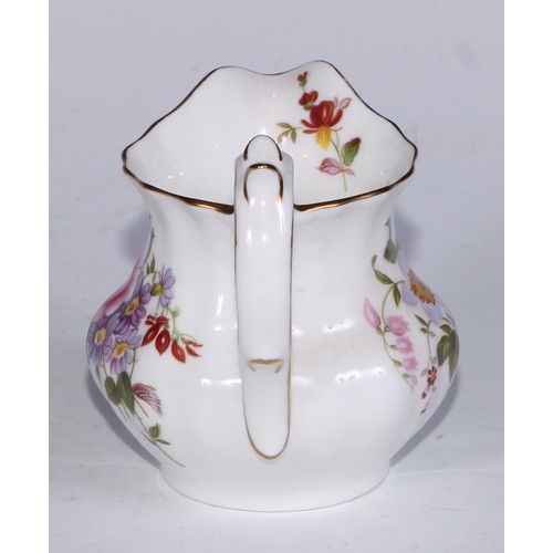 651 - A Royal Crown Derby Posies pattern flared vase, 14cm diam, printed mar; dressing table boxes; milk j... 