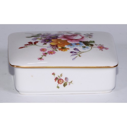 651 - A Royal Crown Derby Posies pattern flared vase, 14cm diam, printed mar; dressing table boxes; milk j... 