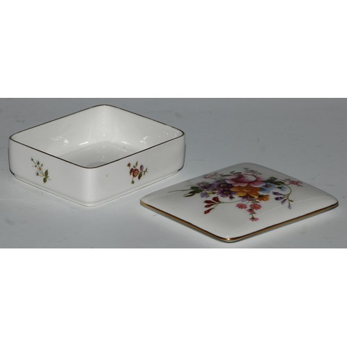 651 - A Royal Crown Derby Posies pattern flared vase, 14cm diam, printed mar; dressing table boxes; milk j... 