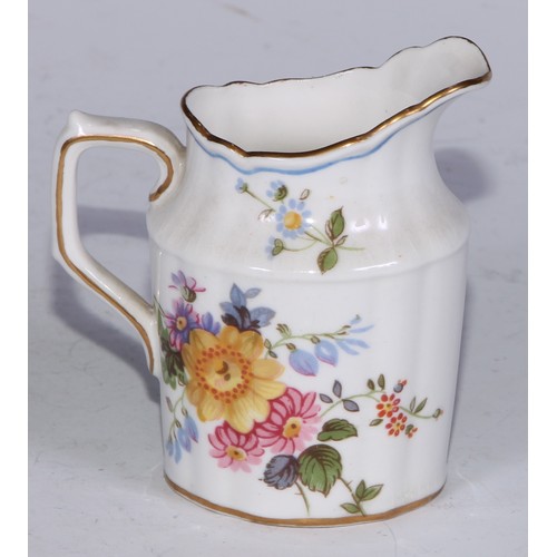 651 - A Royal Crown Derby Posies pattern flared vase, 14cm diam, printed mar; dressing table boxes; milk j... 