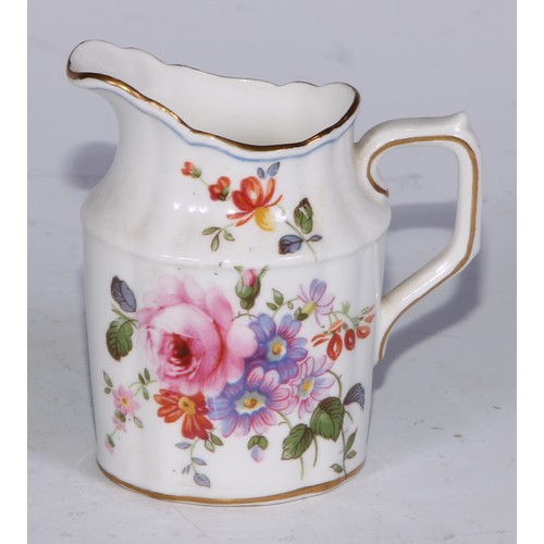 651 - A Royal Crown Derby Posies pattern flared vase, 14cm diam, printed mar; dressing table boxes; milk j... 