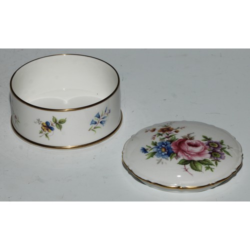 651 - A Royal Crown Derby Posies pattern flared vase, 14cm diam, printed mar; dressing table boxes; milk j... 