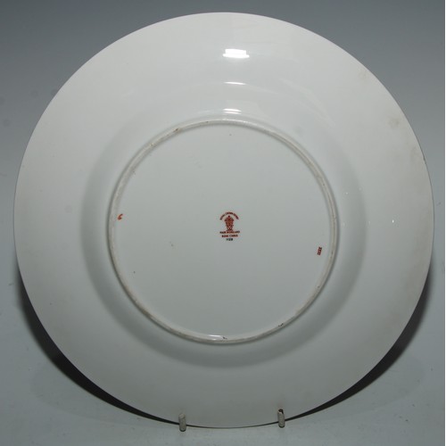 611 - A Royal Crown Derby 1128 pattern dinner plate, 27cm diam, printed mark; another plate, 23.5cm diam; ... 