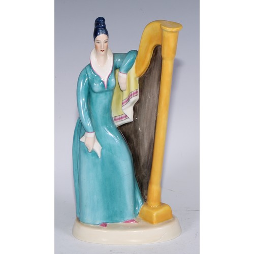 756 - A Royal Worcester figure, The Harpist, modelled by Ethelwyn Baker, 22cm high, printed and painted ma... 