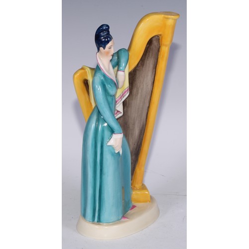 756 - A Royal Worcester figure, The Harpist, modelled by Ethelwyn Baker, 22cm high, printed and painted ma... 